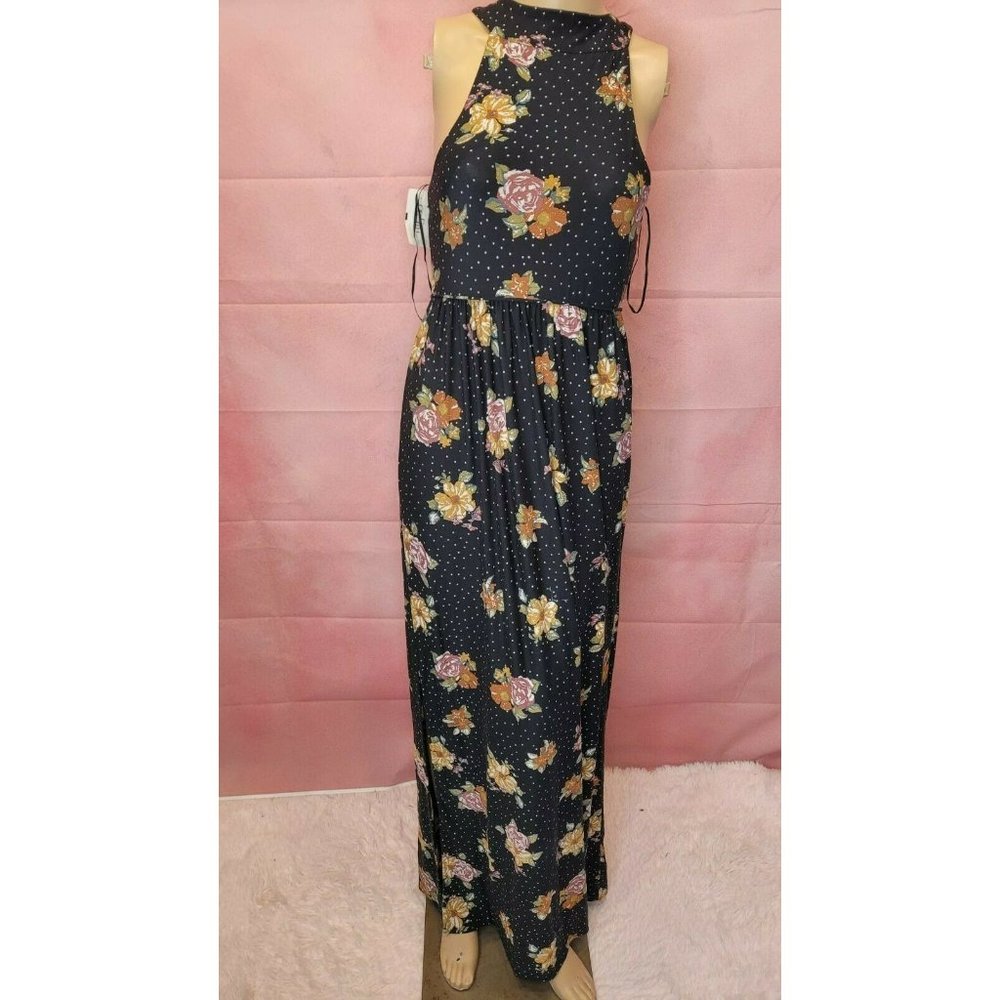 NWT Free People Women's Black Polyester Round Neck Sleeveless Dress Size S/P